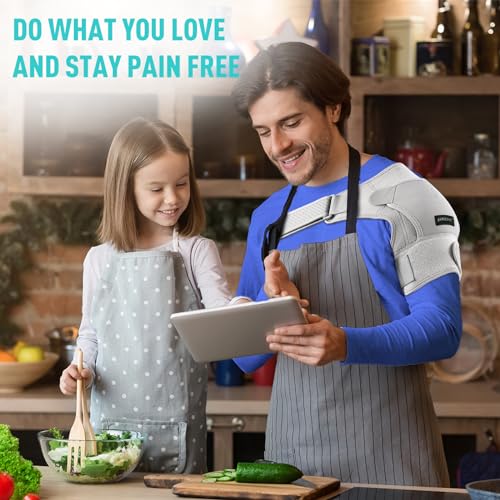 Shoulder Brace- Torn Rotator Cuff Recovery Supports for Men&Women,Adjustable Fit Sleeve Wrap,for AC Joint Pain Relief,Shoulder Injuries&Tears,Bursitis,Swelling,Tendonitis (Gray, Small)?? - Image 7