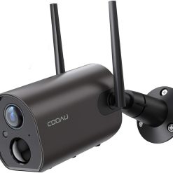 Wireless Outdoor Security Camera COOAU 15000mAh Rechargeable Battery Powered Camera WiFi IP Home Surveillance Camera 1080P Night Vision IP66 Waterproof Human Motion Detection iOS Android (Black)