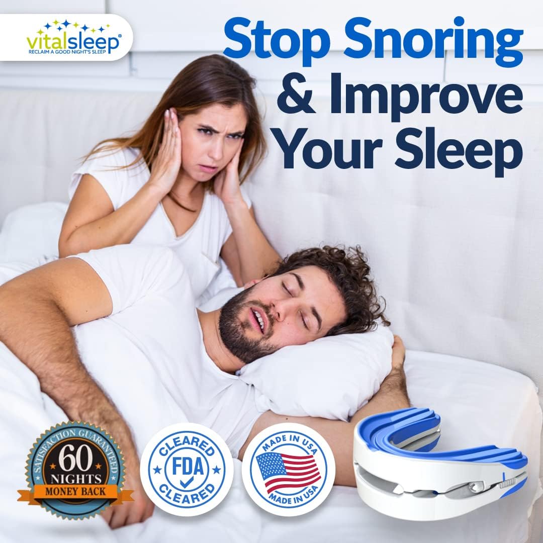 VitalSleep Anti-Snoring Mouthpiece + Sleep Mask, Custom Adjustable Jaw Positioning, USA Made & FDA Cleared Snoring Solution, BPA-Free, Comfortable Fit - Image 2