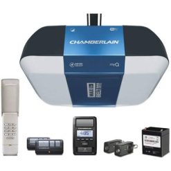 Chamberlain Group B1381 Bright LED Lighting Smartphone-Controlled Ultra-Quiet and Strong Belt Drive Garage Door Opener with Batt