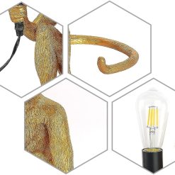 Alternative view of Resin Monkey Table Lamp,Industrial Table Lighting Fixture Vintage Resin Unique Sitting Monkey Table Lamp for Dining Living Room Bedroom Bar Cafe Decorative Hanging Lamp,Golden