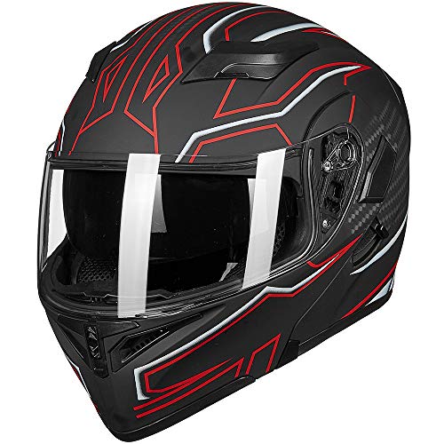 ILM Motorcycle Dual Visor Flip up Modular Full Face Helmet DOT 6 Colors Model 902 - Image 84