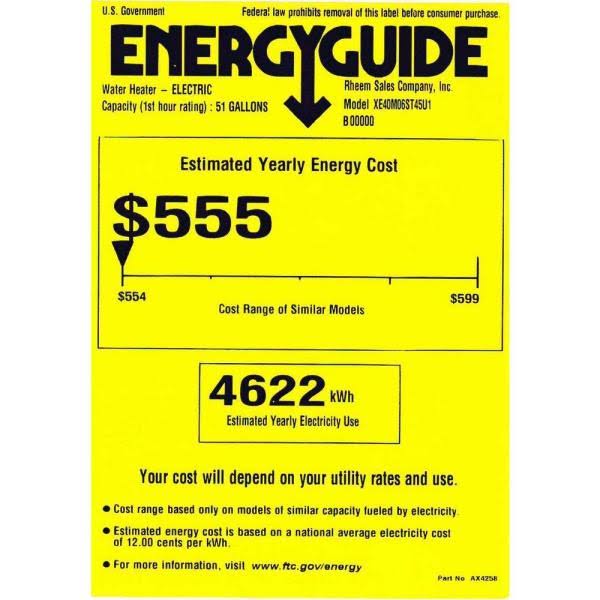 ??Rheem Performance 40 gal. Medium 6 Year 4500/4500-Watt Elements Electric Tank Water Heater - Image 3