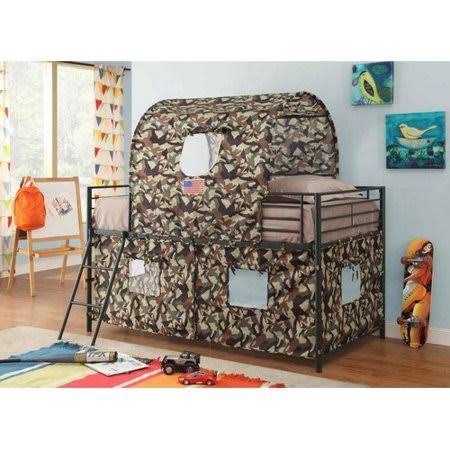 Zoomie Kids Zebediah Camouflage Twin Low Loft Bed, Green