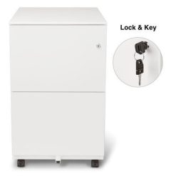 Alternative view of Aurora FC-102WT Modern Soho Design 2-Drawer Metal Mobile File Cabinet with Lock Key/ Fully Assembled, White