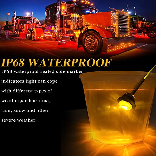 ALFU 20pcs Amber 3/4 12V Round LED Side Marker Clearance Lights Tail Light Front Rear Signal Marker Indicators Waterproof for Sealed Flush Mount Bulbs Boat Lorry Truck Pickup Bus Signal Lamp Camper - Image 4