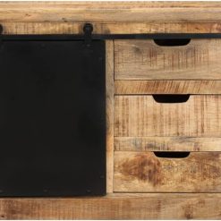 Alternative view of Living Room Storage Cabinet Storage Cabinet Entryway Cabinet Laconic Cabinet Storage Shelf Wine Cabinet Retro Style Textured Sideboard Textured Sideboard 31.5×11.8×23.6 Solid Mango Wood
