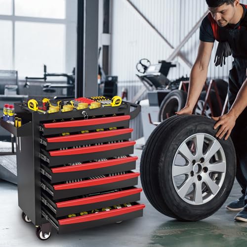 Rolling Tool Chest, Metal Tool Box with 5 Drawers, Lockable Garage Storage Cabinets Sliding Tool Drawer Cart on Wheels Toolbox Organization Workbench for Workshop Warehouse Repair Shop - Image 2