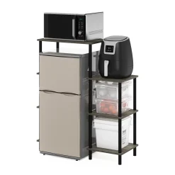 Alternative view of Furinno Turn-N-Tube Toolless Kitchen Storage Shelf Tall, French Oak Grey/Black