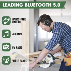 Alternative view of Bluetooth Hearing Protection, FM MP3 Noise Reduction Radio Headphones with 29dB NRR, Safety Ear Muffs with Bluetooth Radio, Wireless Cancelling Bluetooth Rechargebale FM Radio Headphones, Green