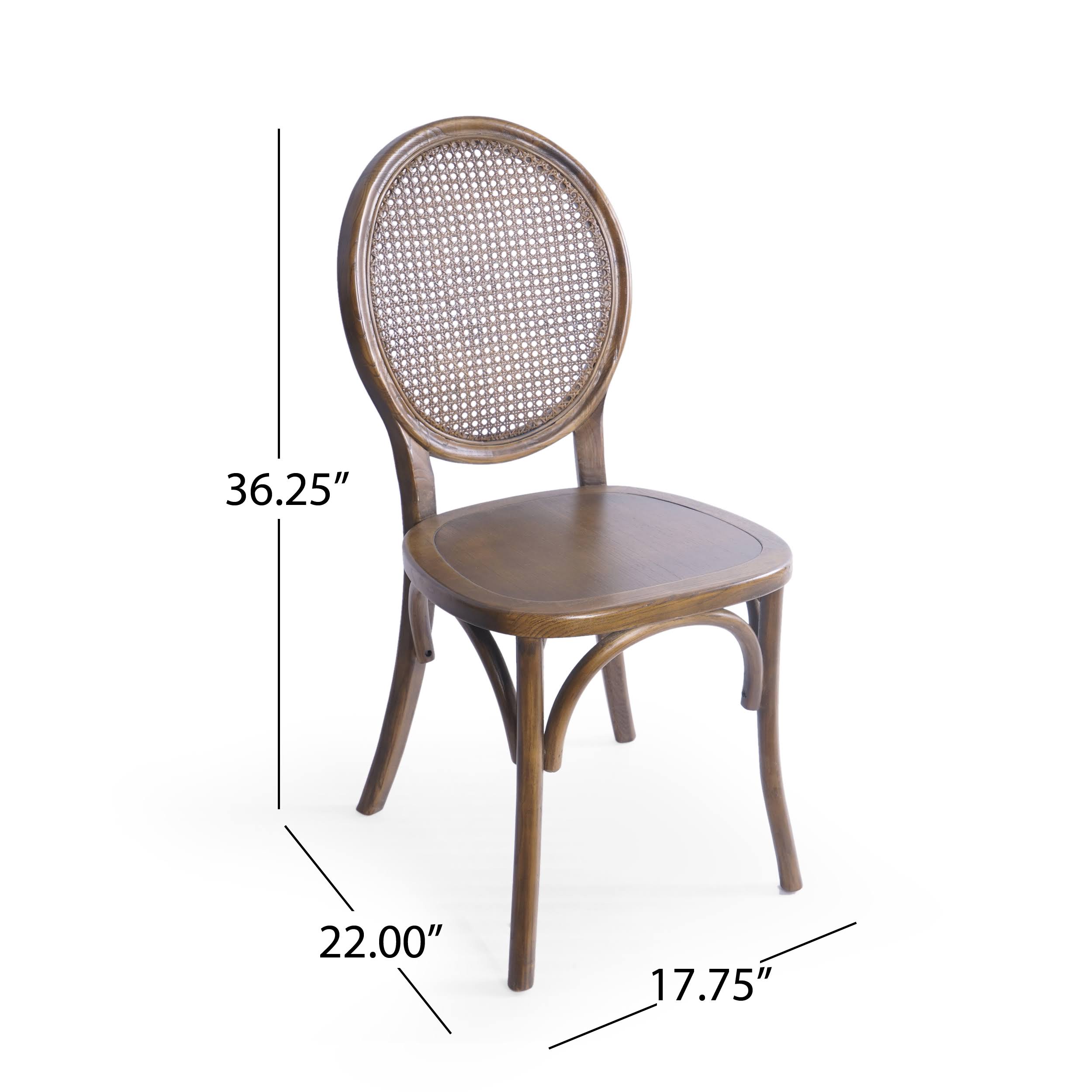 GDF Studio Ruhan Wooded Cane Back Dining Chair (Set of 2) Brown - Image 7