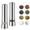 Aicok Stainless Steel Electronic Salt and Pepper Grinder Set with Adju