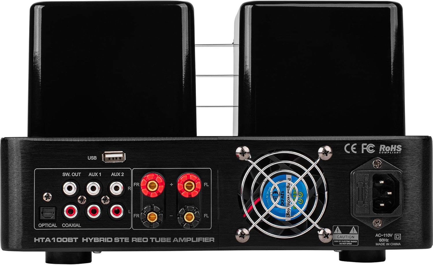 Dayton Audio HTA100BT Hybrid Stereo Tube Amplifier with Bluetooth USB Aux Phono in Sub Out 100W - Image 3