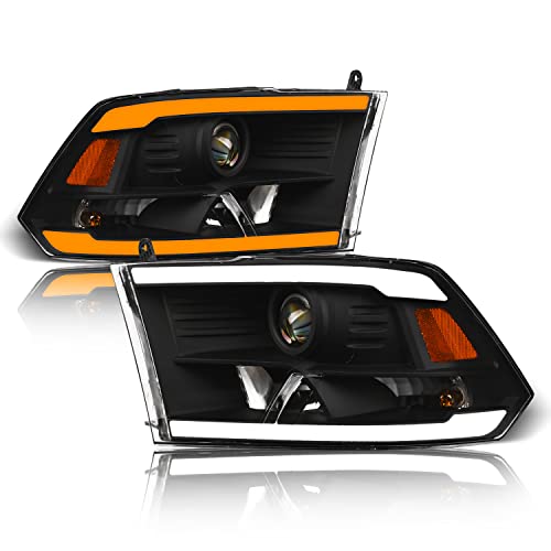 Alpha Owls 8710401 Crystal Headlights With Switchback Sequential LED Light Bar & Startup Light – Black Amber Fits 2009-2018 Dodge Ram 1500 2500 3500/2019-2023 Classic Halogen Models - Image 24