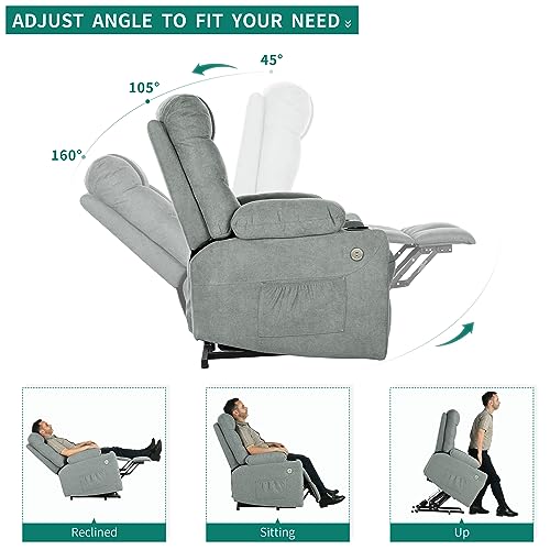 YITAHOME Power Lift Recliner Chair, Modern Fabric Recliner Chair with Massage and Heat, Spacious Seat, USB Ports, Cup Holders, Remote Control, Suitable for Living Room Dark Grey2 - Image 16