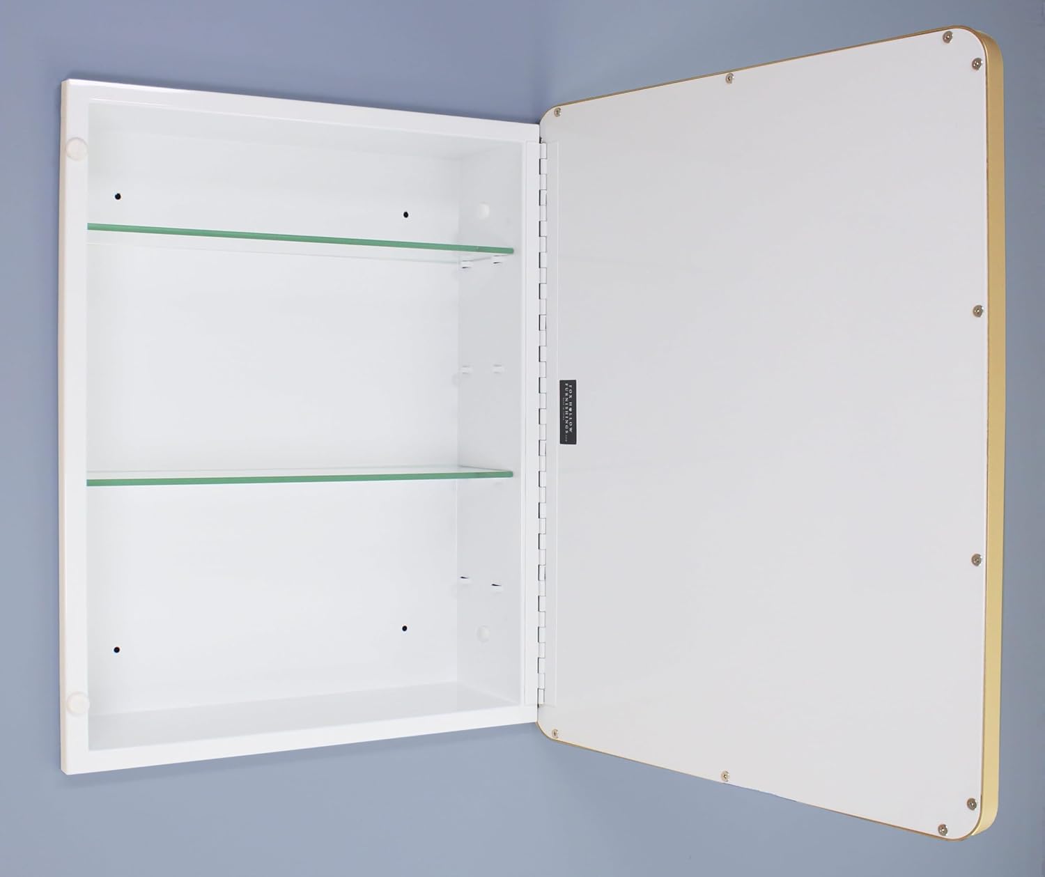 16×20 Austin Farmhouse Metal Framed Rounded Rectangle Recessed Bathroom Medicine Cabinet, Beveled Mirror, 14×18 in-Wall Opening, powder-coated Steel, Glass Shelves, Magnet Close, Brushed Nickel - Image 24
