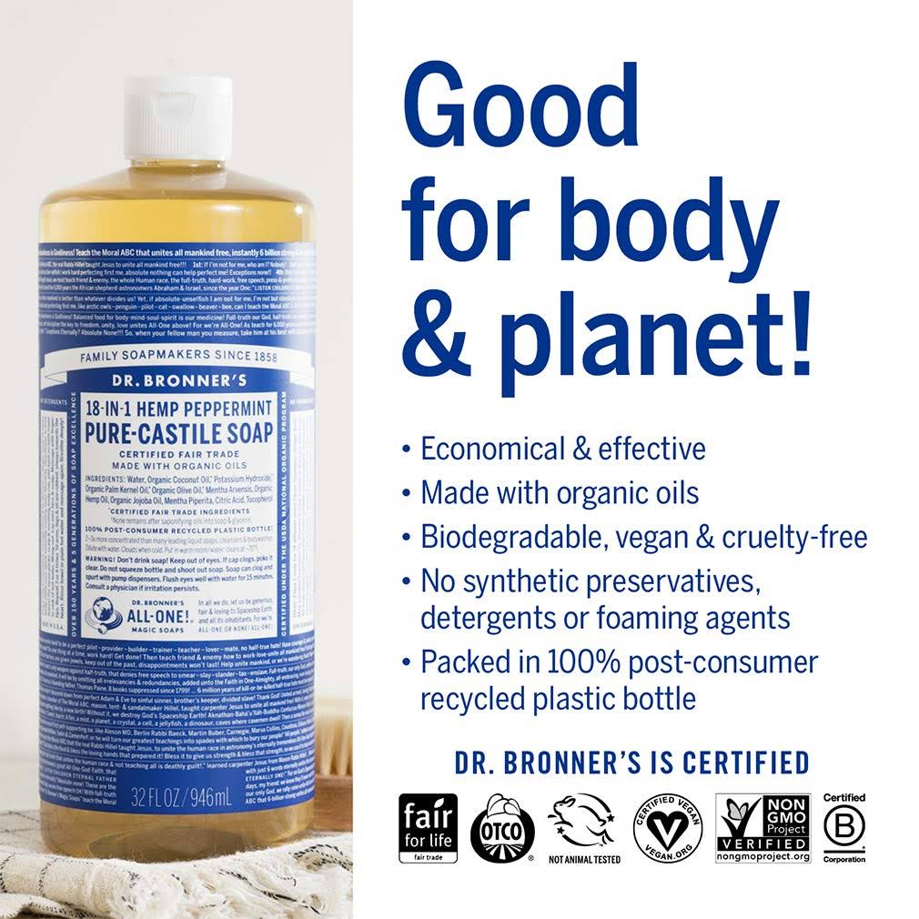 Dr. Bronner’s Pure-Castile Liquid Soap – Peppermint, 1 Gallon - Image 3