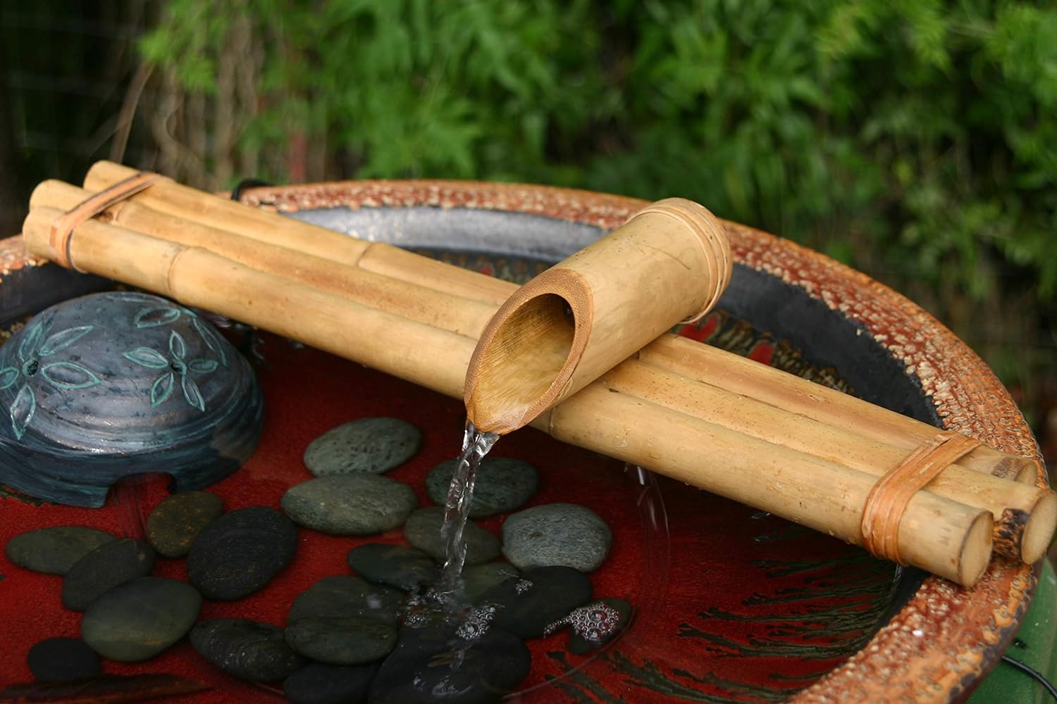 Bamboo Accents Water Fountain & Pump Kit ?C 18 inch, 3 Arm Style Split-Resistant All Natural Bamboo ?C DIY Indoor/Outdoor Zen Garden – Fits 15-30 inch Bowl (not Included) - Image 4