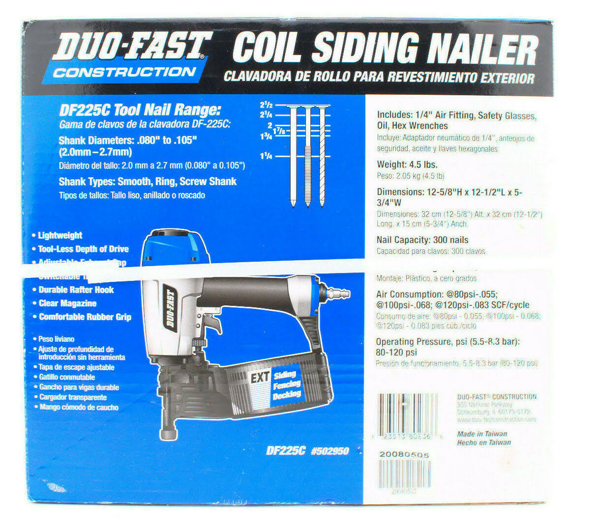 Duo Fast DF225C 0 Degree Coil Siding Nailer - Image 10