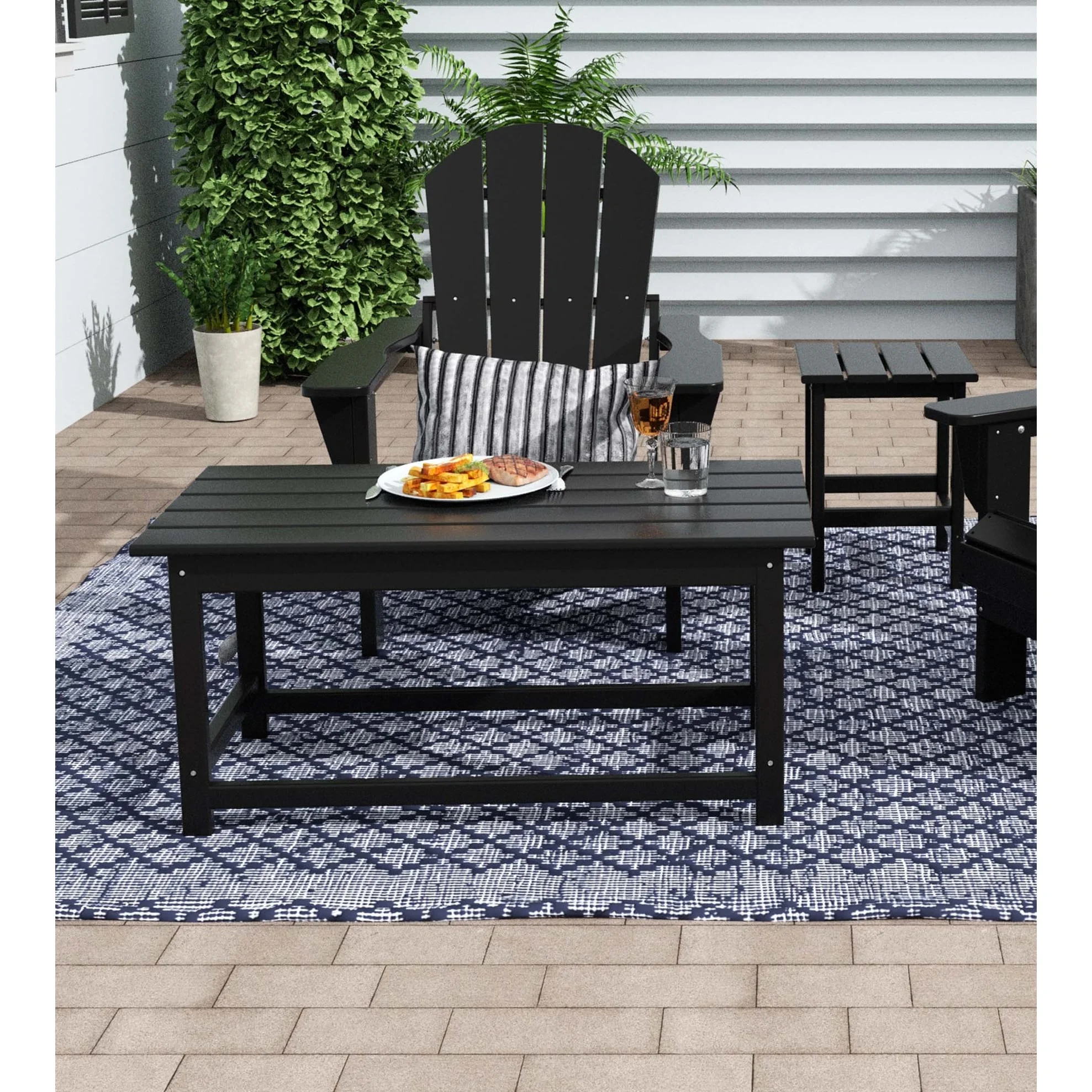 Polytrends Laguna All Weather Poly Outdoor Coffee Table – Rectangle Teak - Image 5
