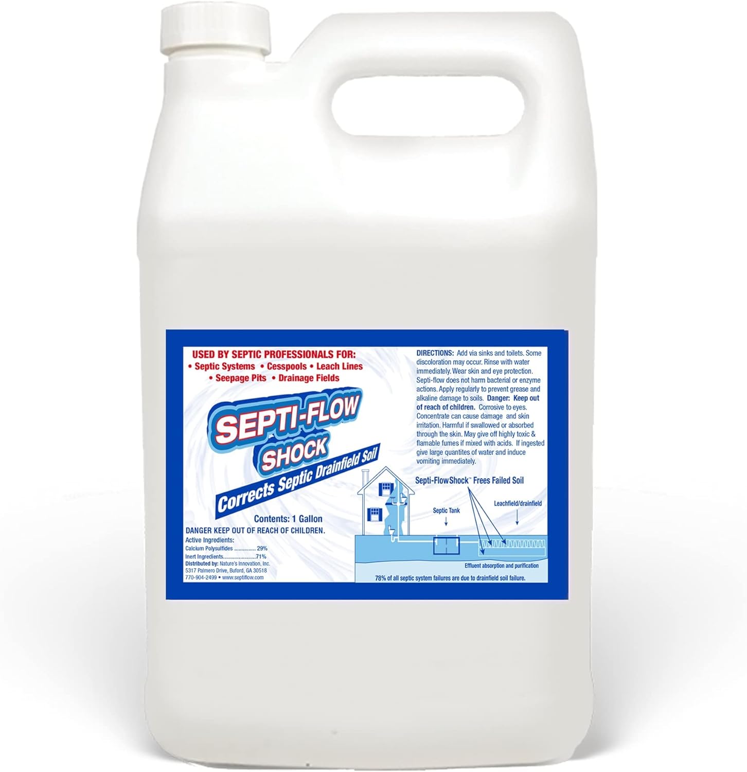 Septi-Flow | Septic System Shock Repair- Clears Drainfields, Dissolves Deadpan and Hardened Soil, Full Tank Treatment (4) Gallon Set - Image 6