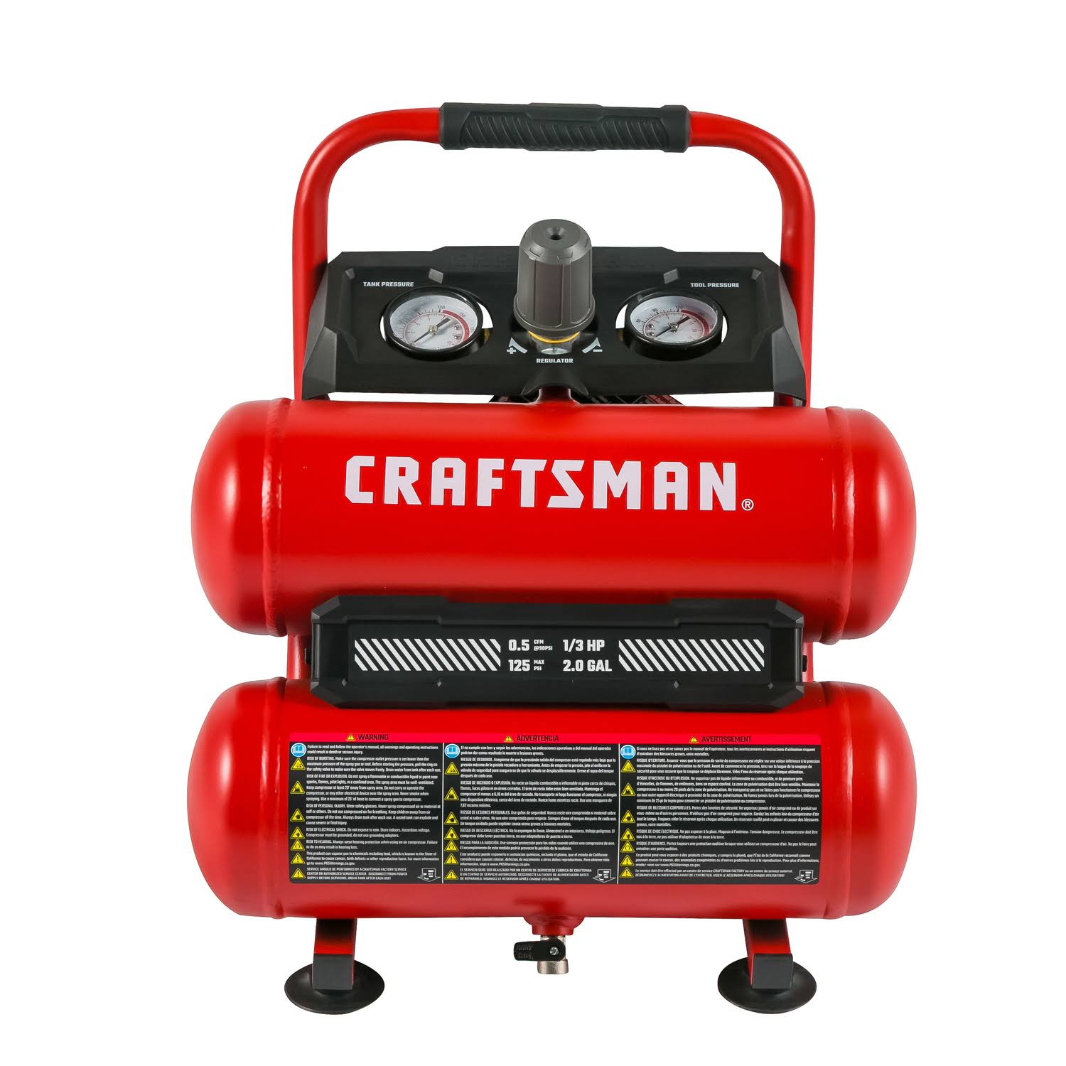 Craftsman 2 Gal Twin Stack Portable Air Compressor 125 PSI 0.3 HP - Image 2