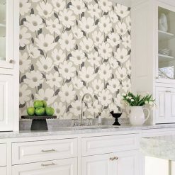 Alternative view of Brewster 2904-25675 Astera Beige Floral Wallpaper
