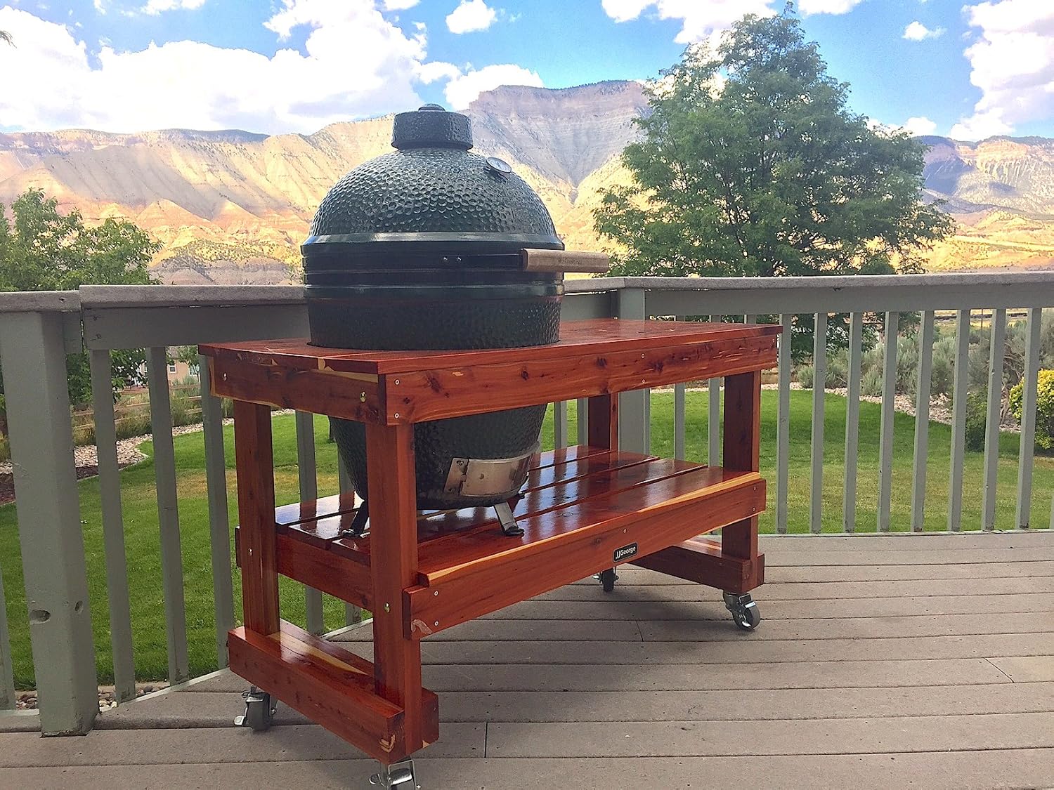 JJGeorge Big Green Egg Table (Long Table for Large Egg) Table Cover Included - Image 6