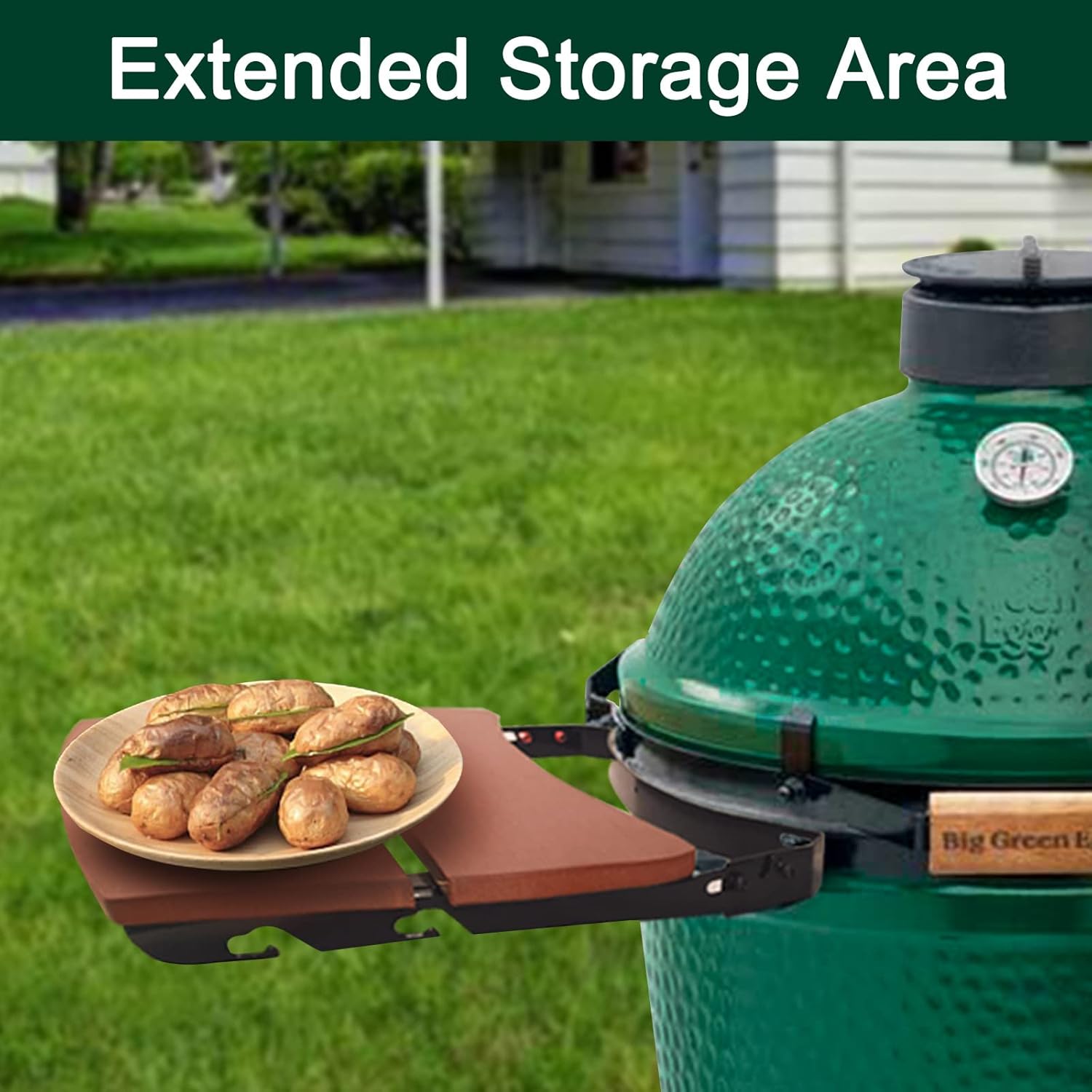 Quantfire Side Shelves Big Green Egg Accessories, Composite 2 Slat Egg Mates for Large Big Green Egg with Folding Side Shelves Replacement Parts Grill & Smoker Accessories - Image 3