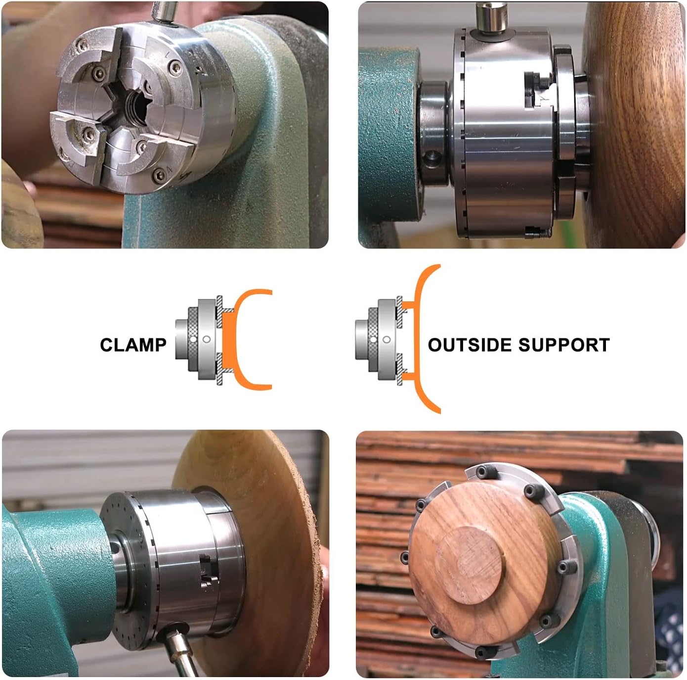 4 Inch Wood Lathe Chuck Set 1 x 8 tpi, Self Centering 4 Jaw Wood Turning Chuck - Image 8