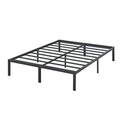 PrimaSleep 18 Inch Tall Heavy Duty Steel Slat Bed Frame/Anti-Slip Support/Easy Assembly Mattress Foundation/No Noise/No Box Spring Needed/Full/Black