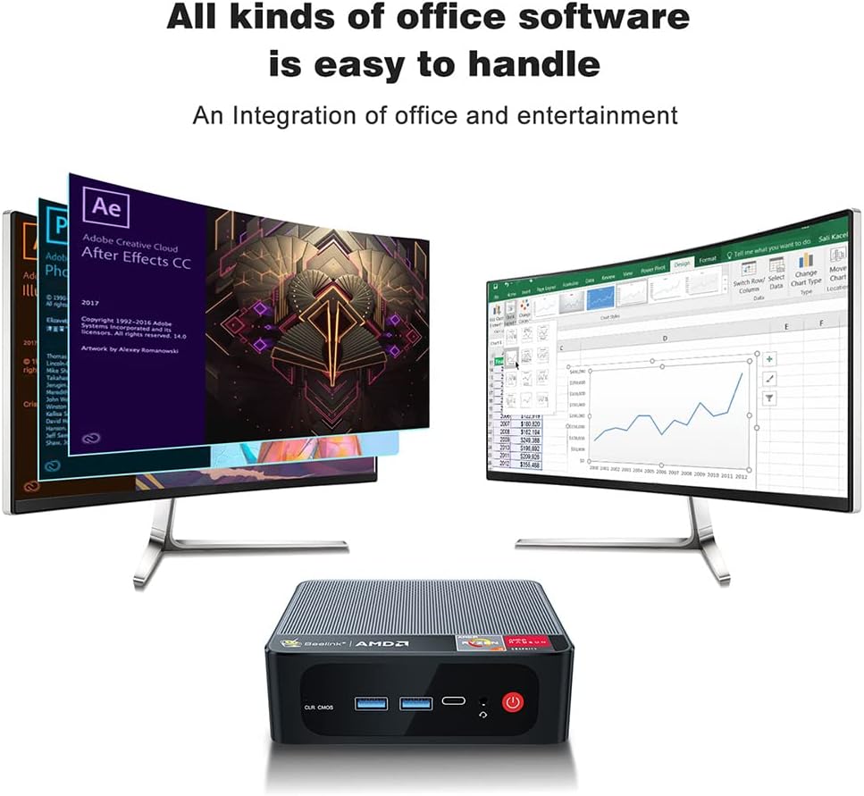 Beelink SER4 Ryzen Mini PC Windows 11 AMD Ryzen 7 4800U(7nm, 8C/16T)up to 4.2GHz, 32GB DDR4 RAM 512GB NVME SSD, 4K@60Hz Triple Display Dual HDMI+Type-C, Support 57W Mini Gaming Computer WiFi 6E BT5.0 - Image 21