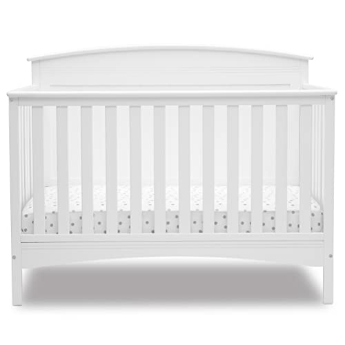 Delta Children Archer Solid Panel 4-in-1 Convertible Baby Crib – Greenguard Gold Certified, Bianca White