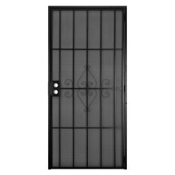 Unique Home Designs 36 in. x 80 in. SU Casa Black Surface Mount Outswing Steel Security Door with Expanded Metal Screen