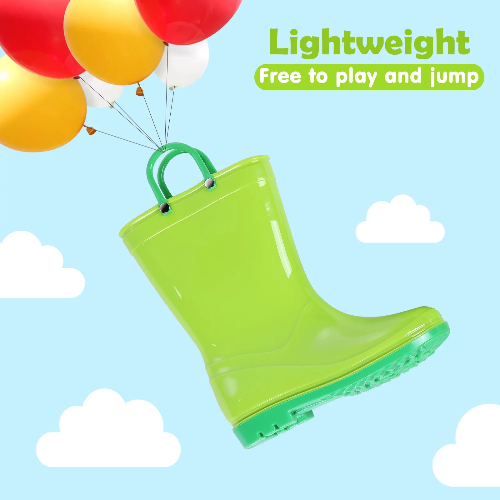 Litfun Toddler Kids Rain Boots for Boys Girls, Size 8 Toddler, Green - Image 4