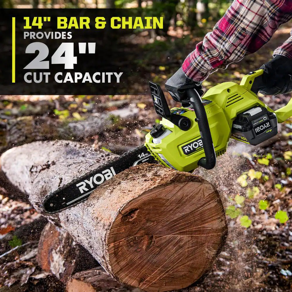 RYOBI RY405010BTL 40V HP Brushless 14 in. Cordless Battery Chainsaw (Tool Only) - Image 5