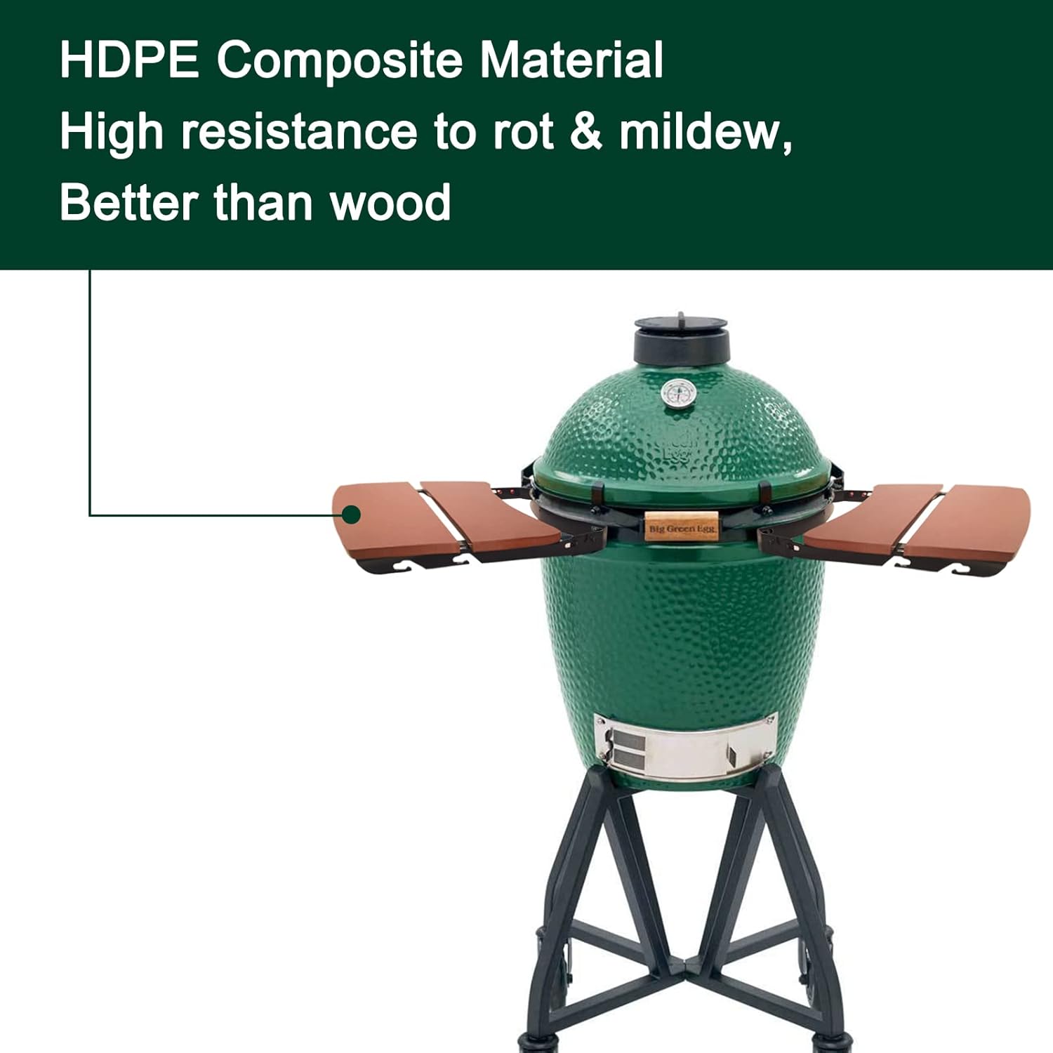 Quantfire Side Shelves Big Green Egg Accessories, Composite 2 Slat Egg Mates for Large Big Green Egg with Folding Side Shelves Replacement Parts Grill & Smoker Accessories - Image 5