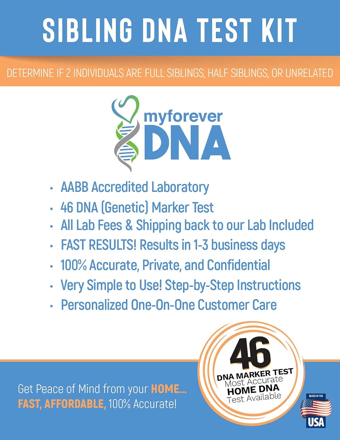 My Forever DNA – Sibling DNA Test KIT Includes All Lab Fees & Shipping to Lab 46 (Genetic) DNA Marker Test Accurate & Confidential - Image 5