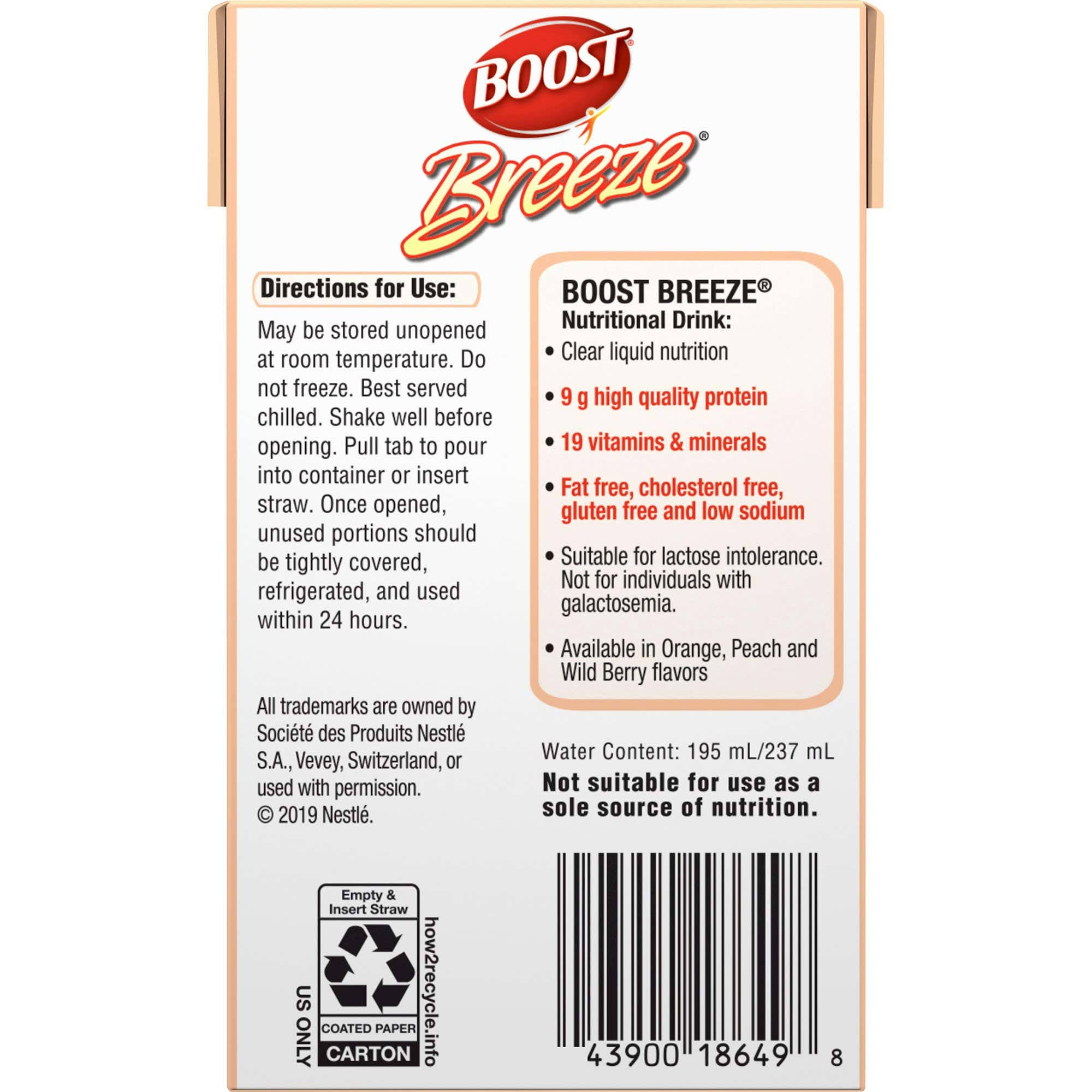 Boost Breeze, Peach 8oz, Case of 27 - Image 2