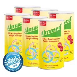 Almased Meal Replacement Shake – Plant Based Protein Powder for Weight Loss – Gluten-free, Non-GMO 17.6 oz 6 Pack