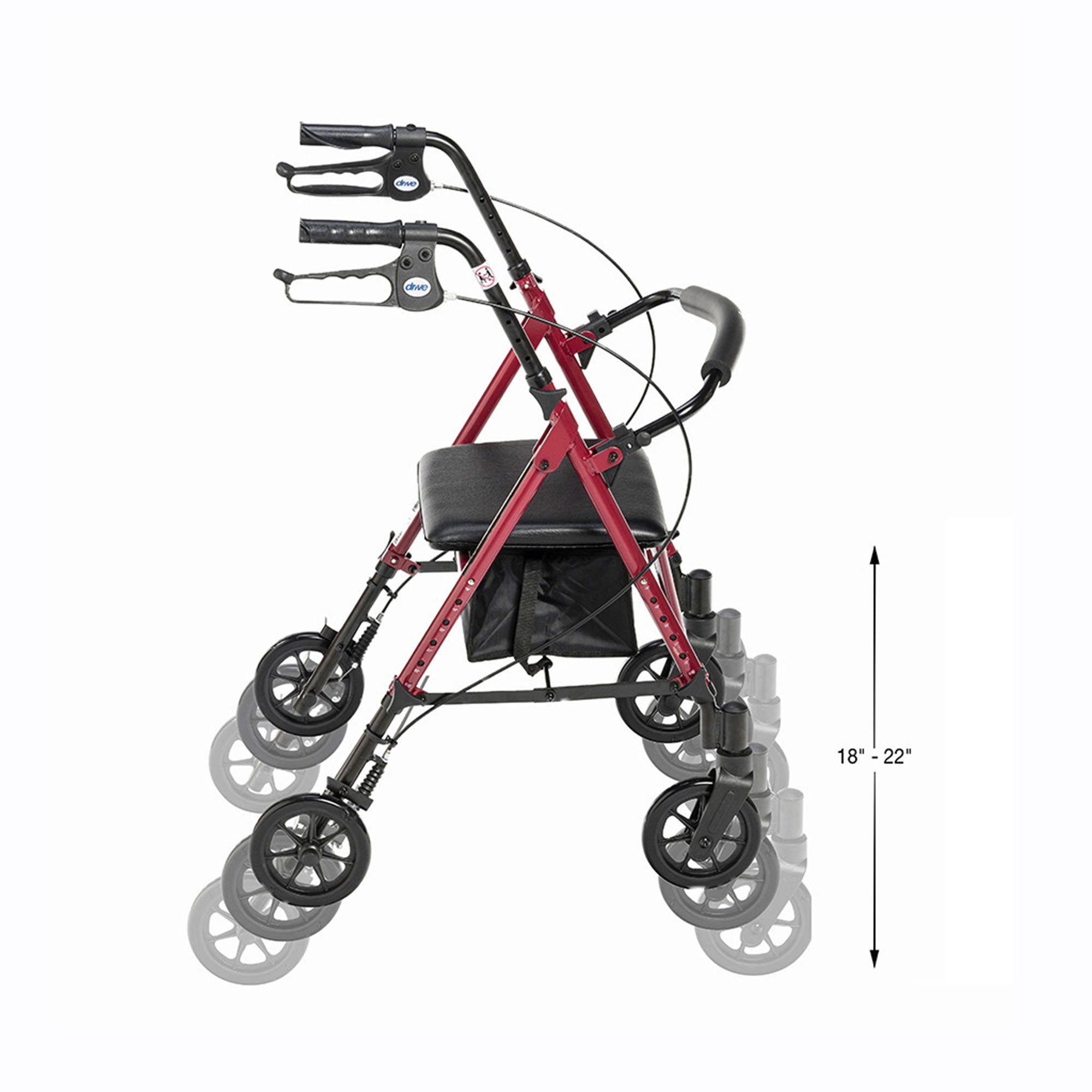 Drive Medical Adjustable Height Aluminum Frame Rollator with 6 Inch Casters, Red?? Last Day For Clearance - Image 11