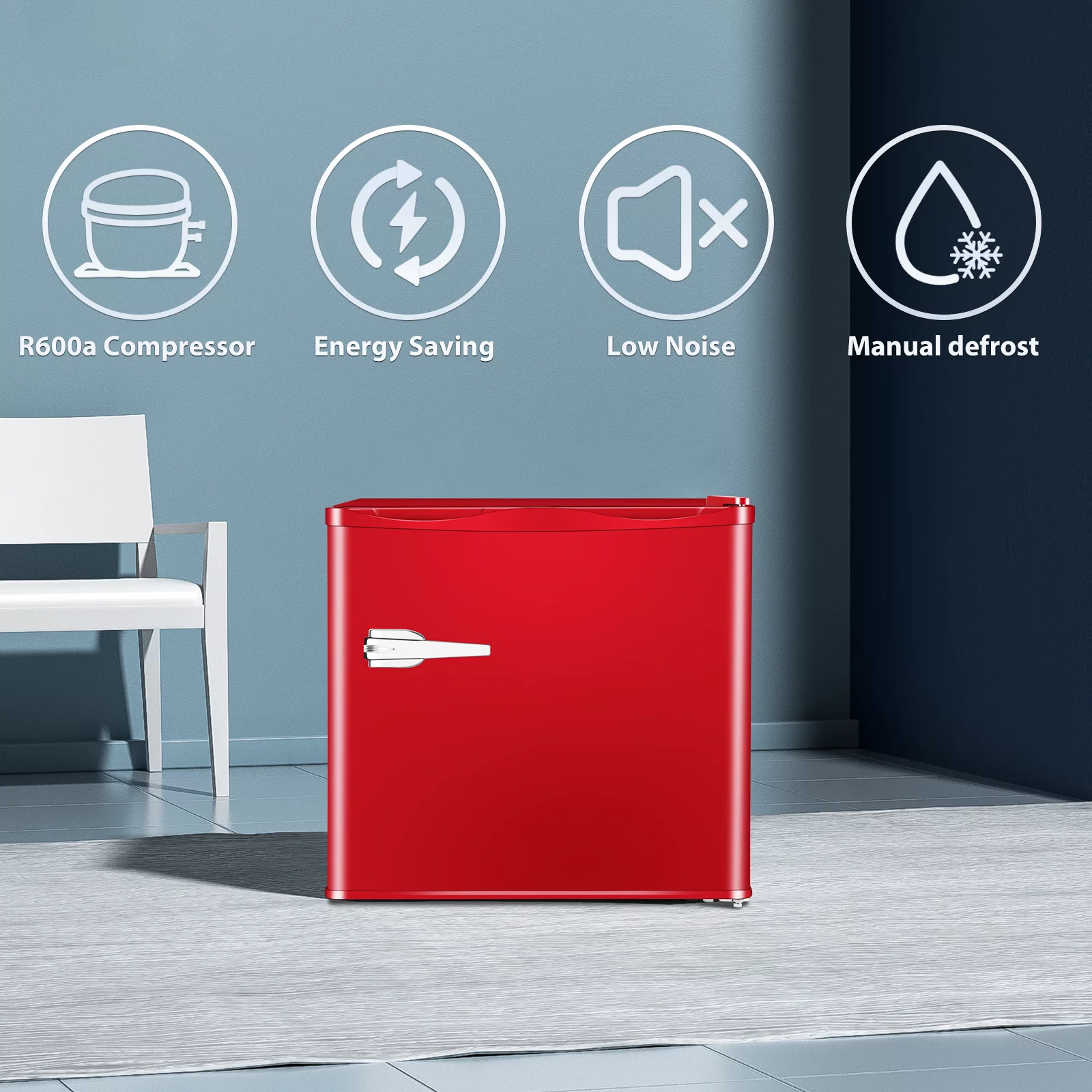Auseo Mini Upright Freezer Compact Refrigerators??1.2Cu.ft Small Stand up Freezer for Home Office, Red - Image 5