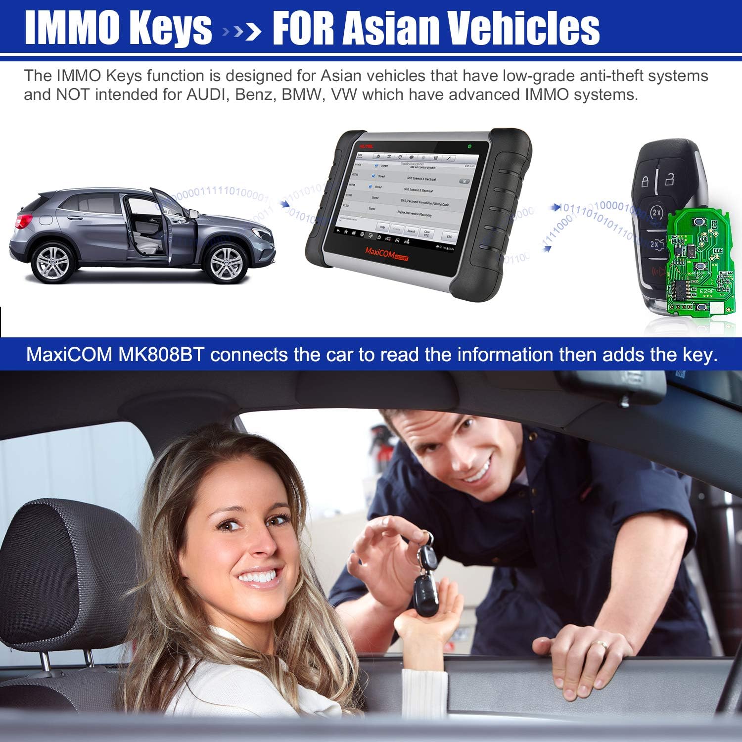 Autel MaxiCOM MK808BT Car Diagnostic Scan Tool, 2022 Newest Upgraded Ver. of MK808, MX808, All Systems Diagnosis & 28+ Services, ABS Bleed, Oil Reset, EPB, SAS, DPF, BMS, Throttle, Injector Coding - Image 7