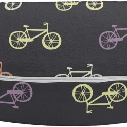 Alternative view of Ambesonne Bicycle Travel Pillow Neck Rest, Biking Theme Cycling Outdoors Travelling Colorful and Retro on a Dark Background, Memory Foam Traveling Accessory for Airplane and Car, 12, Multicolor