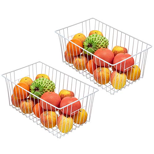 Freezer Wire Baskets, Kitchen Storage Organizer Bins for Chest and Upright Freezer, Refrigerator Dividers Containers with Handles – Pearl White (3) - Image 32