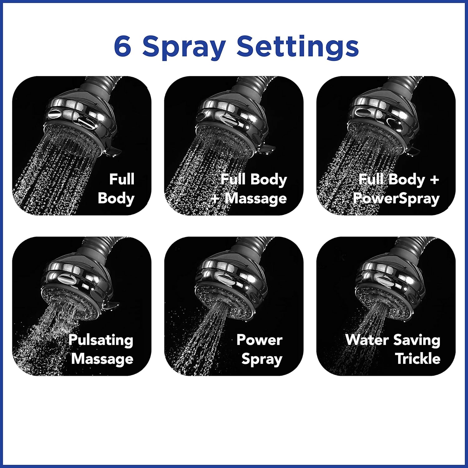 Waterpik Flexible Neck Best Adjustable Shower Head for All Heights 6 Mode, 1.8 GPM, Chrome NSL-603E Pack of 2 - Image 4
