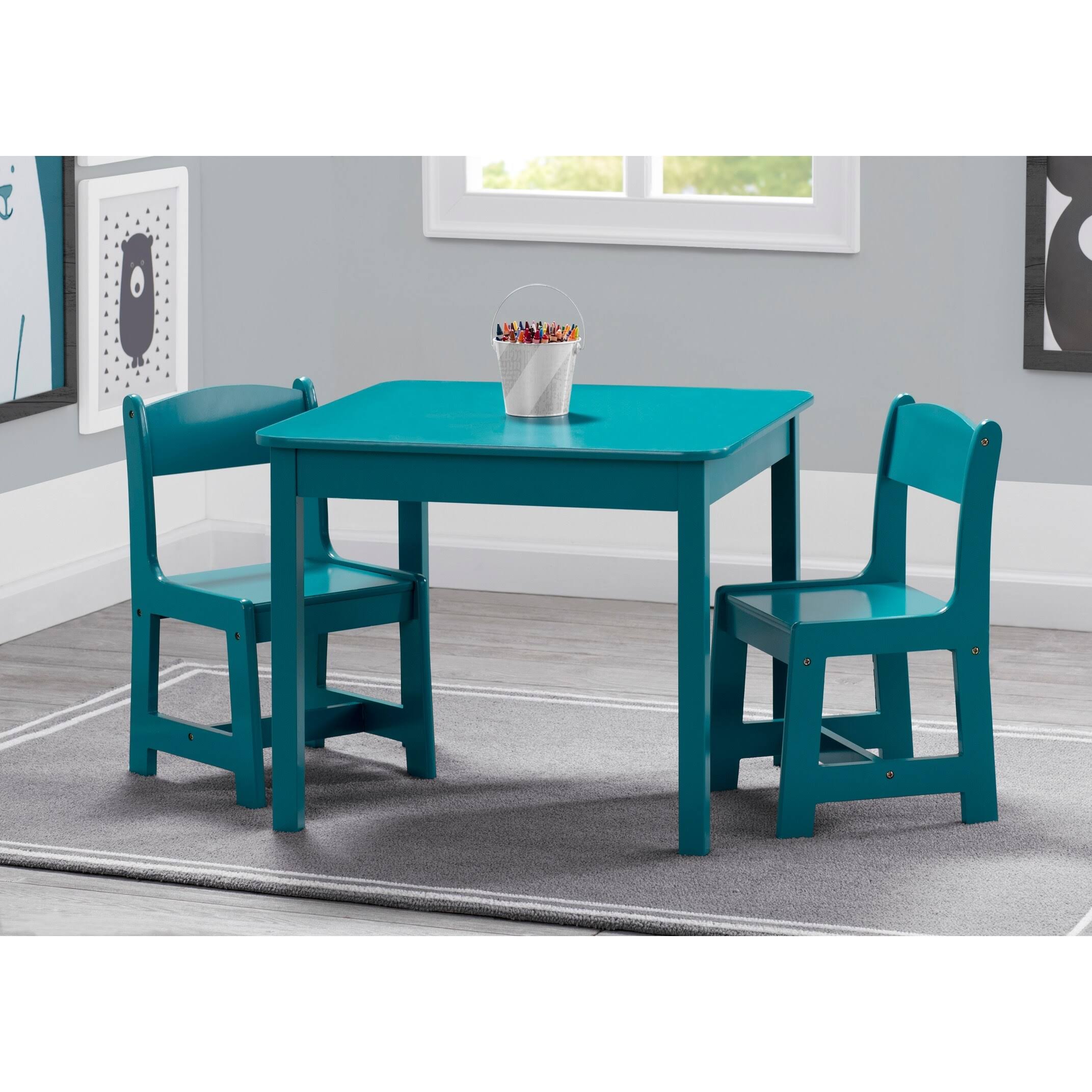 Delta Children MySize Kids Wood Table and Chair Set – Teal - Image 2
