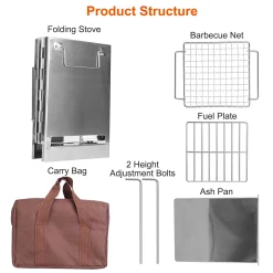 Alternative view of Folding Wood Burning Camp Stove, iMounTEK Small Portable Stainless Steel Backpacking Stove Outdoor Cooking Tents Heating Hiking Survival, Mini BBQ Stove with Carry Bag