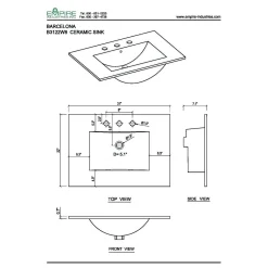 Alternative view of Empire Industries Unique 31×22 W x 22×22 L Ceramic Vanity Top in White (Single Hole)