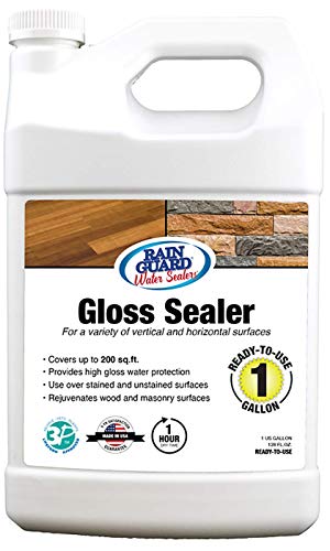 Rain Guard Water Sealers SP-1102 Gloss Sealer Concentrate Makes 1 Gallon- Gloss Water Repellent for Wood, Concrete, Brick, Stone, and Masonry – Water-Based Acrylic Sealer